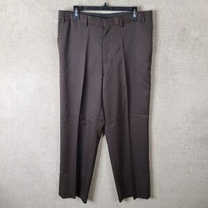 HPI Pants Men 36 (34x31) Brown Flat‎ Front Trouser Flat Front Polyester NWOT